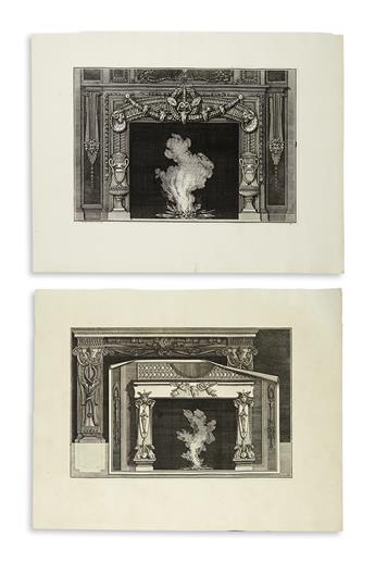 PIRANESI, GIOVANNI BATTISTA. Four plates of Neo-Classical fireplaces